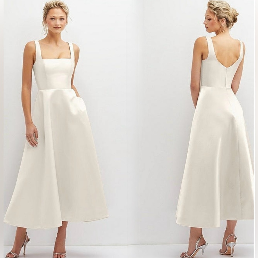 Dessy Collection Cream Sleeveless Dress